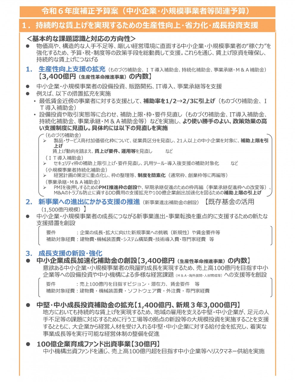 新たな中小企業支援施策について